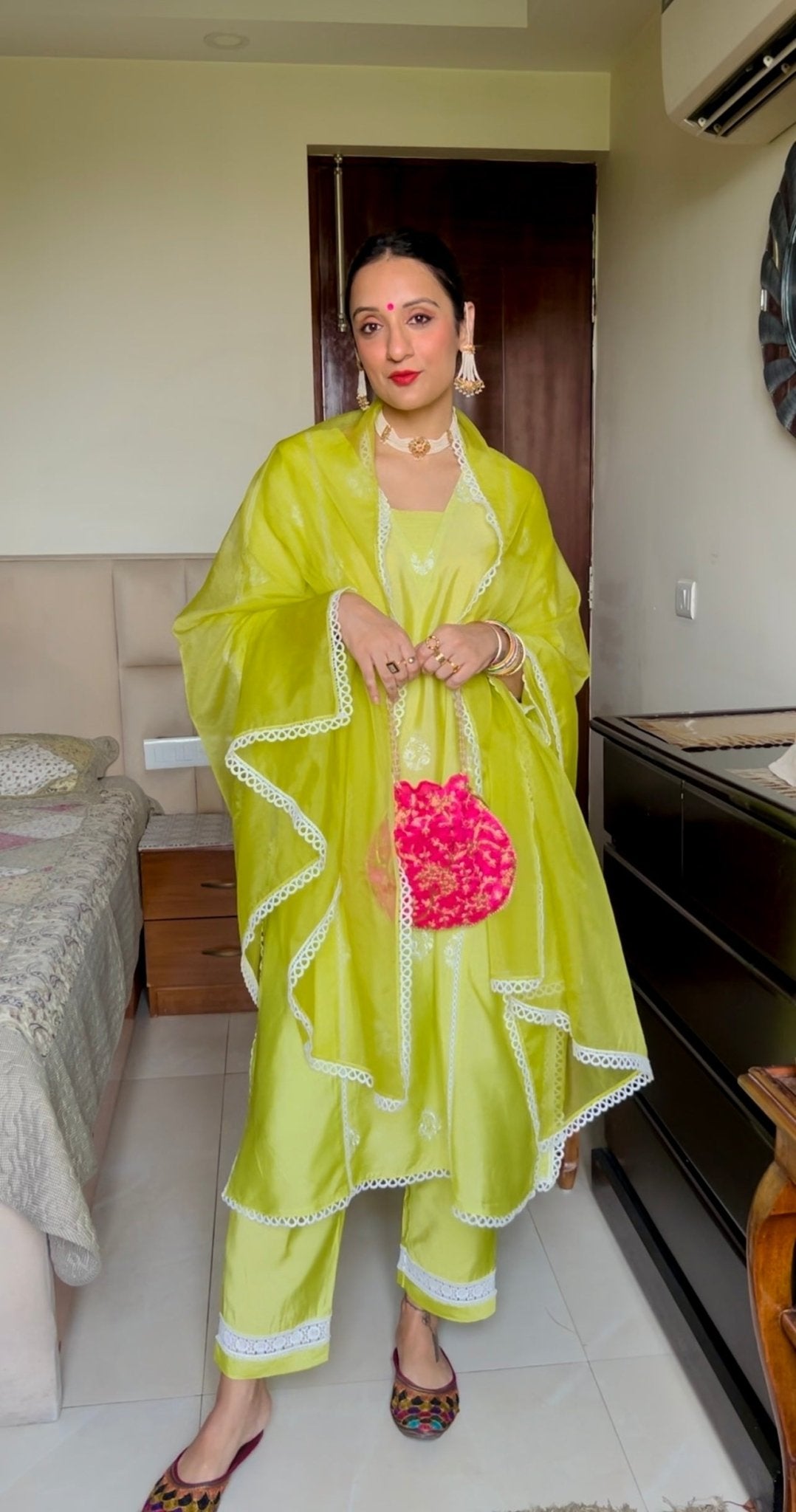 Women s Lime Embroidered Kurta Set Without Dupatta TYAAR INDIA women-s-lime-embroidered-kurta-set-without-dupatta-tyaar-india